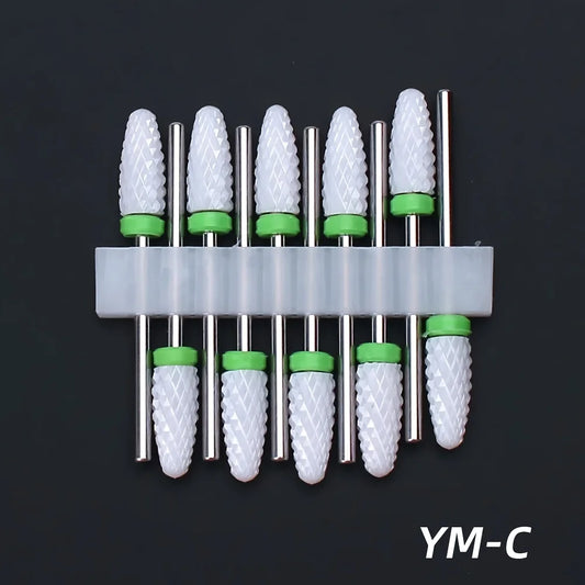 10pcs Ceramic Nail Drill Bits Set, Electric Manicure & Pedicure Milling Cutter, For Nail Polishing Machine