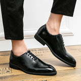 New Red Sole Brogue Shoes Men Black Business Men's Formal Shoes Lace-up Round Toe Spring/Autumn