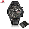 NAVIFORCE Men Watch Sport Man Wristwatch Top Brand Luxury Gold Military Date Week Genuine Leather Quartz Male Clock Gift 9110