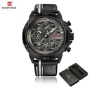 NAVIFORCE Men Watch Sport Man Wristwatch Top Brand Luxury Gold Military Date Week Genuine Leather Quartz Male Clock Gift 9110