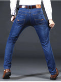 New Men's Light Luxury Stretch Slim Fit Pants Comfortable Soft Business Fashion Straight Casual Denim Trousers Male Brand Clothing