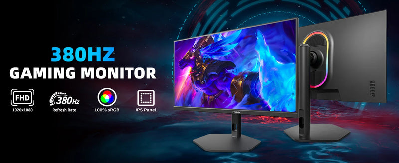 FYHXele 27 inch 380Hz Gaming Monitor 1080P IPS 0.5ms GTG Computer Monitor Adjustable Vertical Monitor Support FreeSync HDR VESA