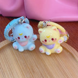 1/6Pcs Colorful Cat Bell Keychains for Friends Backpack Phone Pendant Hangings Couple Cartoon Animal Paw O-shaped Keychains