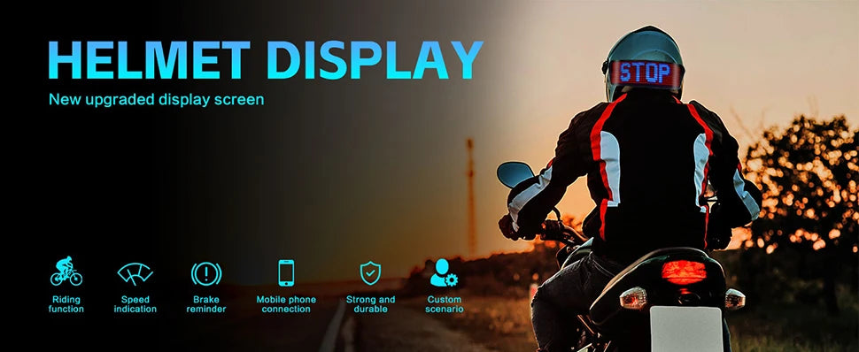 LED Helmet Display ,Motorcycle Helmet Tail Light Helmet Warning Light Moto Accessories