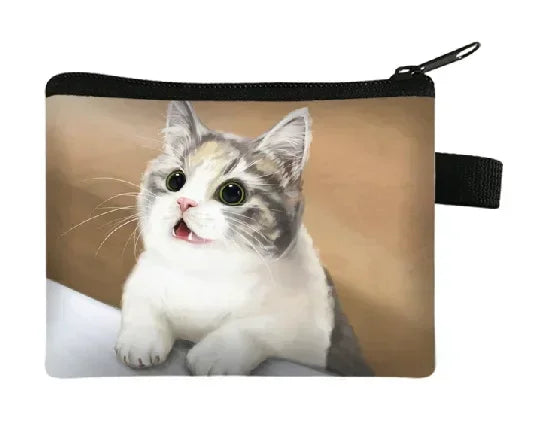 Coin Purse New Animal Cat Children's Wallet Student Portable Card Coin Key Storage Bag Polyester Hand Bag Mini Bag