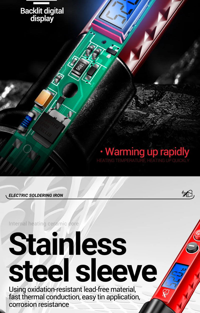 ANENG SL106 Electric Soldering Irons Adjustable Temperature Welding Solder Rework Station Heat Pencil Tip Repair Tools 110V/220V