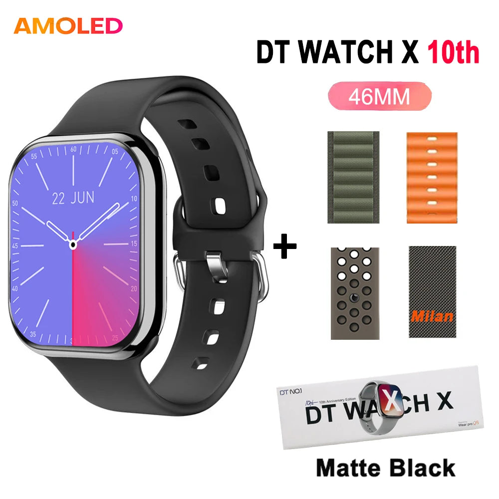 DT Watch 10 Smartwatch DT Watch X AMOLED 46mm Screen Video Play Local Music 4GB NFC ChatGPT Compass Smartwatch For Apple Android