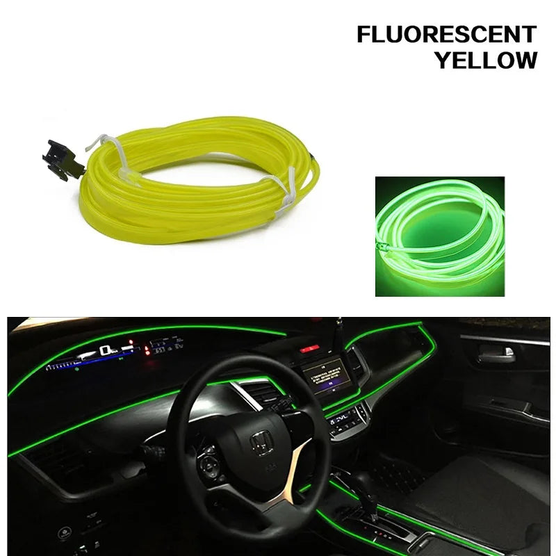 3M Car Cold Light Line LED Car Atmosphere Lamp Flexible Interior Decoration Moulding Trim Strips Light For USB Line Tube