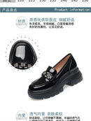 5.5cm British Style Thick Bottom Patent Leather Loafers Women's Platform Shoes 2024 Spring Shallow Block Heels Shoes Office