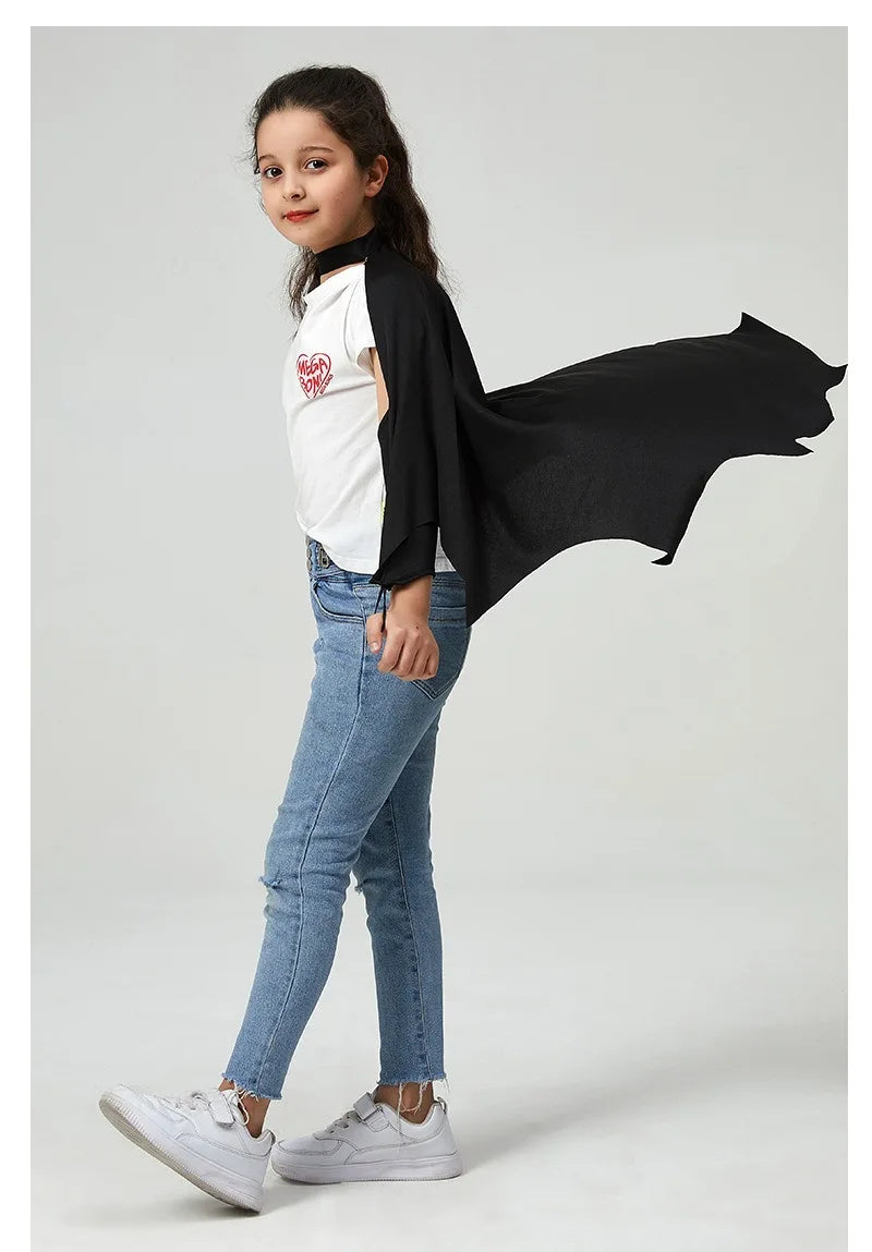 Deluxe Halloween Bat Cape Black Hairpin Mask Cape Costumes Carnival Party Children Unisex Cosplay Decorative Props