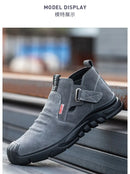 Genuine Leather Cow Suede Safety Work Shoes For Men Composite Head Anti Nail Anti Static Welding Shoes Indestructible Boots