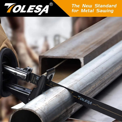 TOLESA 10PCS Reciprocating Bi-metal Saw Blades for Wood Pruning PVC Cutting Heavy Metal Cutting Metal Tube Sheet for Window Door