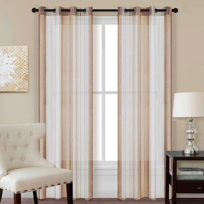 Broad Striped Sheer Curtains for Bedroom Living Room Beige Tulle Curtains for the Room Kitchen Window Treatments Drapes