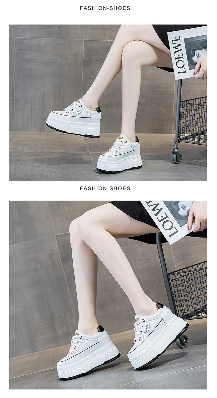 Fujin 9cm Cow Suede Genuine Leather Women Vulcanized Shoes Platform Wedge Skate Boarding High Brand Heels Casual Summer Shoes