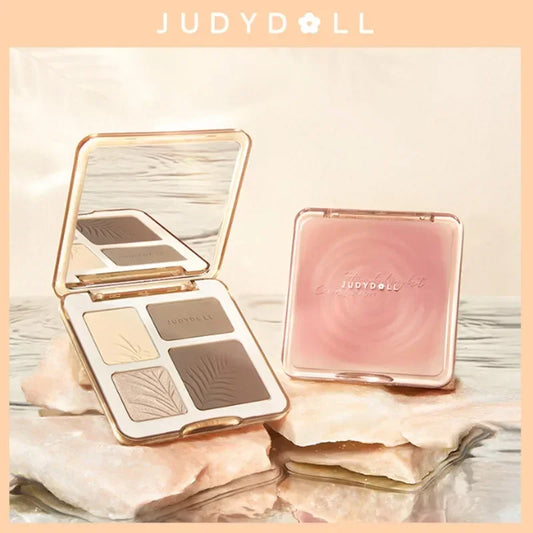 Paleta de bronceadores y iluminadores Judydoll, maquillaje nude, sombras faciales 3D naturales para la nariz, larga duración, resistente al agua, cosméticos de maquillaje. 
