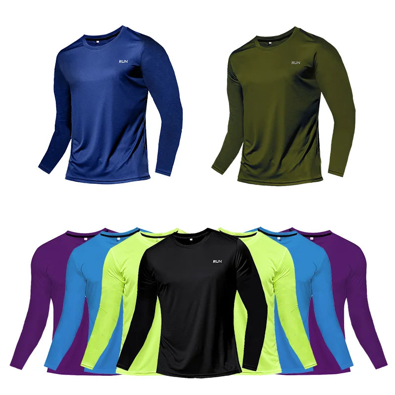Camiseta transpirable de secado rápido, camisetas deportivas, ropa de entrenamiento, camiseta de manga larga para hombre, accesorios de gimnasio para correr de otoño, fitness para hombre.