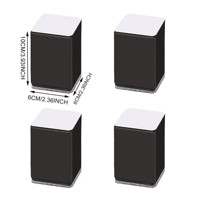 Table Leg Heightening Pad, preto, branco Shape, redondo, quadrado, silencioso, resistente ao desgaste, protege o chão, carbono, steelfelt, EVA, 4pcs