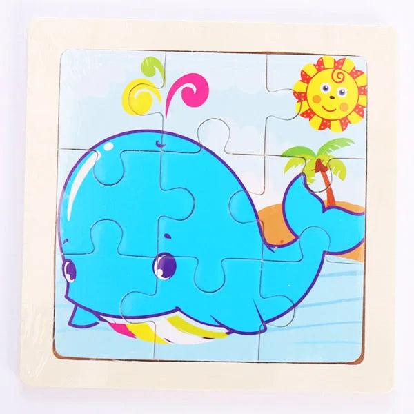 Novo Quebra-Cabeça de Madeira Montessori de 9 Peças – Temas de Dinossauros e Transportes (Estilo Cartoon) – Quebra-Cabeça 3D Educativo para Aprendizado Precoce
