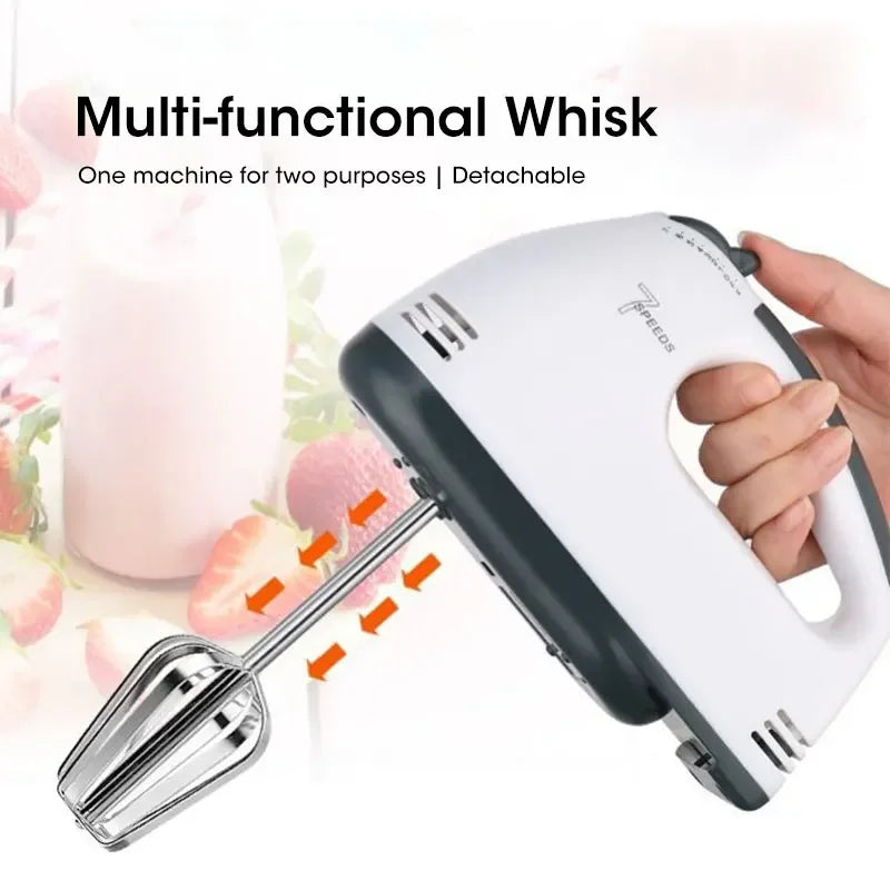 Household Electric Mixer Handheld Kitchen Food Mixer Multifunctional Adjustable 7-speed Egg Cream Dough Bread Mixer Grinder