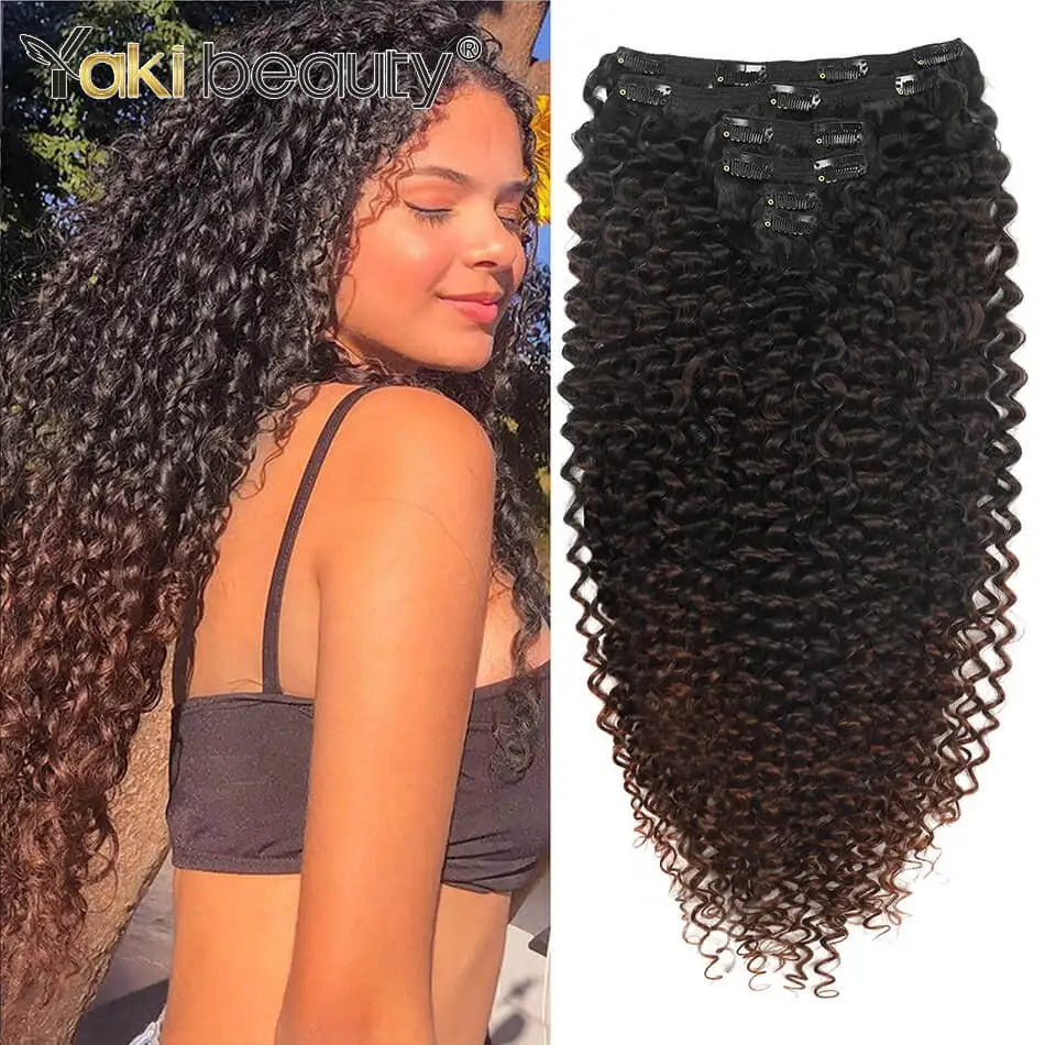 Extensões de cabelo cacheado Jerry Curly 65cm clip in tecelagem dupla com seda orgânica 160 g