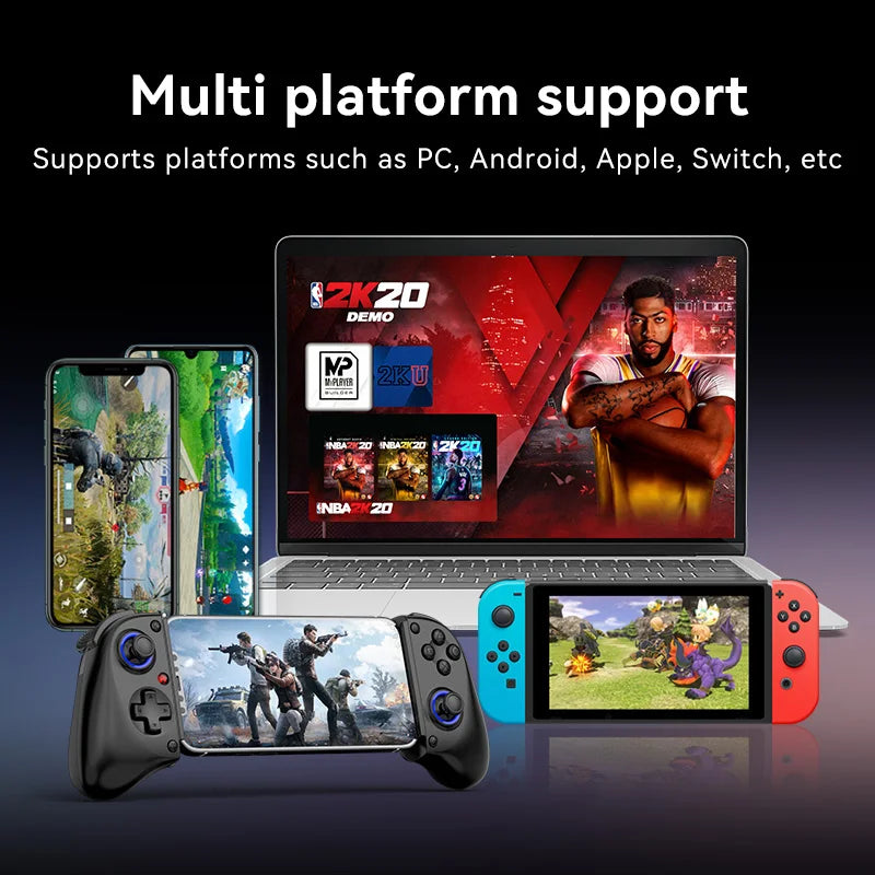 Controlador de juegos telescópico BSP D11 con luz RGB para teléfono móvil, con turbo, giroscopio de 6 ejes y vibración para Android, iOS, PS4, Switch y IP.