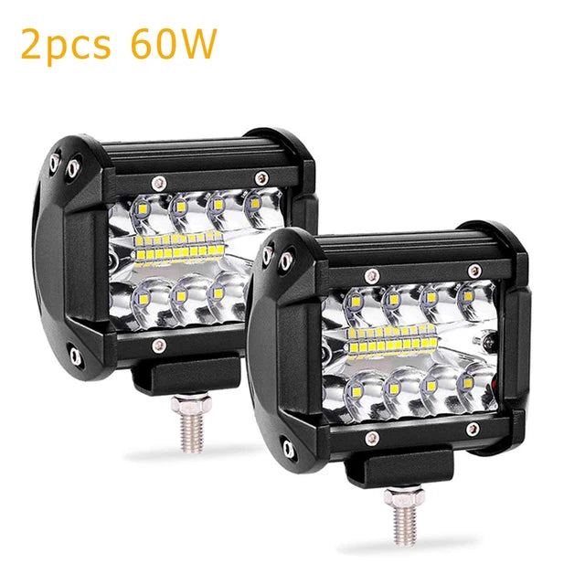 Barra de luz LED para carro, projectores 4x4 offroad, lâmpada de nevoeiro, 12V, farol de diodo 24V, caminhão, fazenda, trator, barco, SUV, ATV, luz de trabalho