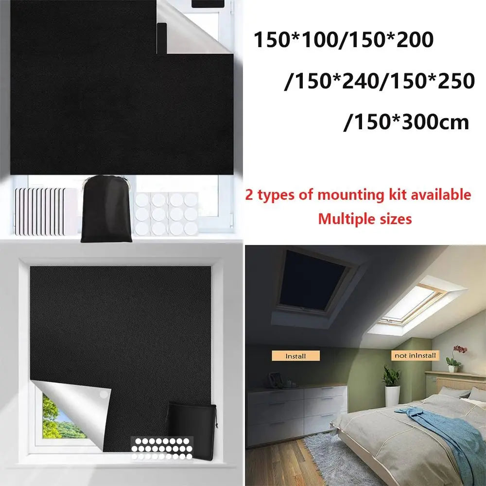 1/2/3M Portable Blackout Curtain Blind Window Thermal Insulated Kitchen Curtains Stick On DIY Non-perforated Temporary Curtain
