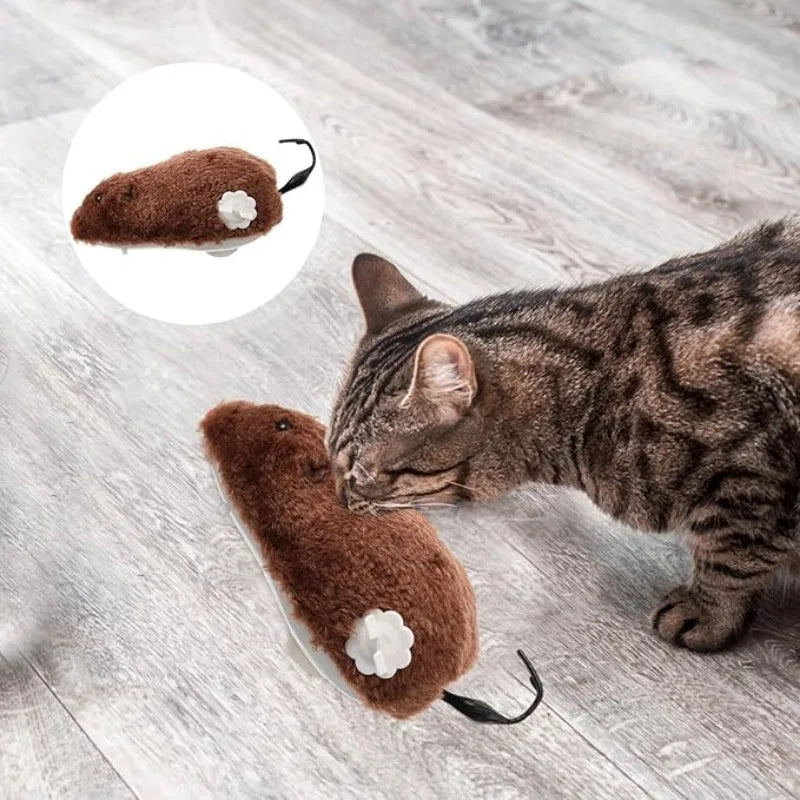 Juguete para gatos con mecanismo de relojería, ratones de simulación, sin pilas, duradero, para interiores, para gatos, para aliviar el aburrimiento, juguetes interactivos de peluche, suministros para mascotas.