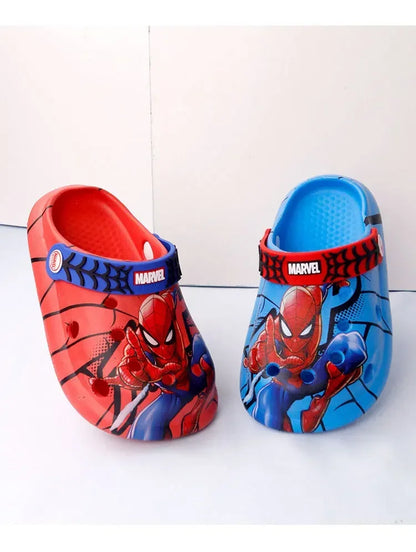Disney Children's Slippers Summer Boys Spiderman Slipper Anti-slip Hole Kids Beach Shoes Soft Bottom Toddler Home Slipper