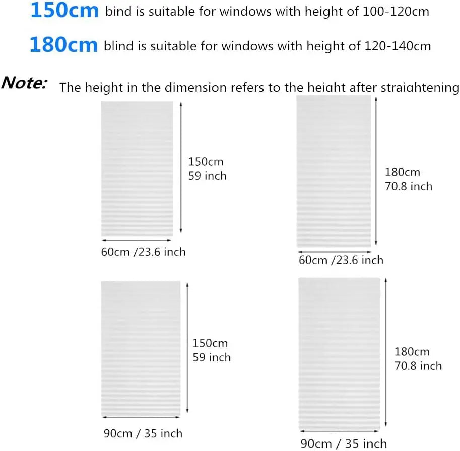 Blind for Window Self Adhesive Pleated Blinds Cordless No Drill Fabric Blinds Room Darkening Shades Blackout Shades for Bathroom