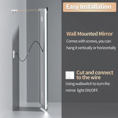 LUVODI Large Illuminated Bluetooth Bathroom Mirror Rectangle Anti-fog LED Bathroom Vanity Mirror with Bluetooth Speaker 3 Color