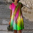 Gradient Print Dress For Women 2025 New Fashion Plus Size Short Sleeve Mini Dress Casual Loose A-Line Dress Summer Clothing 6XL