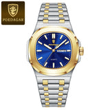 POEDAGAR Luxury Military Men's Watch Square Waterproof Luminous Date Week Men Watch Stainless Steel Quartz Men's Watches Reloj+box