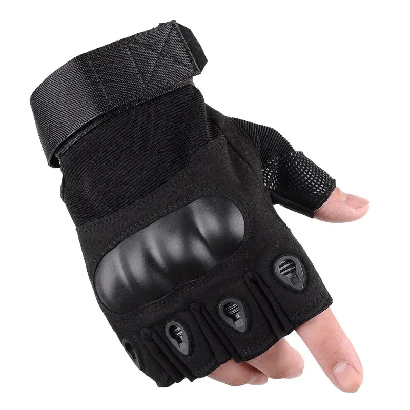 Tactical Half-Finger Gloves Knuckle-Enhanced Combat Gloves Outdoor Sports Hiking Shooting Riding Hand Protection for Work Safety