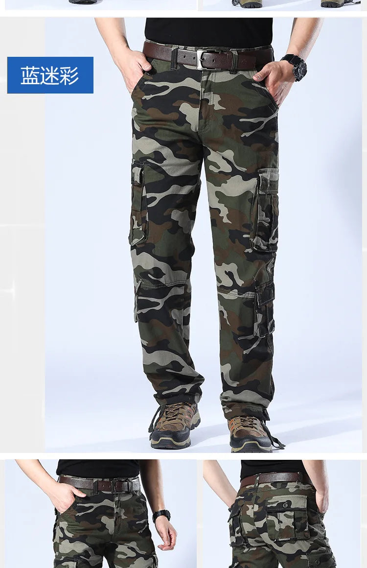 Men's Camouflage Cargo Pants Camo Cargo Multi Pockets Military Tactical Pants Man Hip Hop Joggers Streetwear Sweatpant for Men