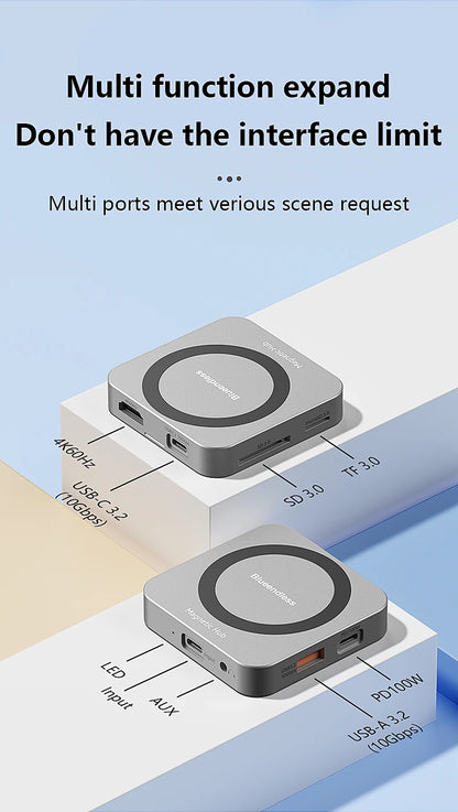 Blueendless Multifunctional 8 In 1 M.2 NVME SSD Docking Station USB3.1 10Gbps 100W PD 4K60HZ HDTV Magnetic M.2 SSD Enclosure