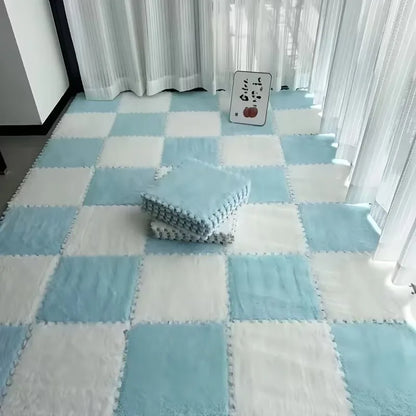 Soft Plush Puzzle Mat BPA-free Interlocking Foam Living Room Rug Warm Non-slip Washable Floor Protector Home Decor Mat