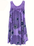 Vestido sin mangas para mujer, talla grande 1XL-8XL, estampado de paneles de encaje, sin mangas, dobladillo grande