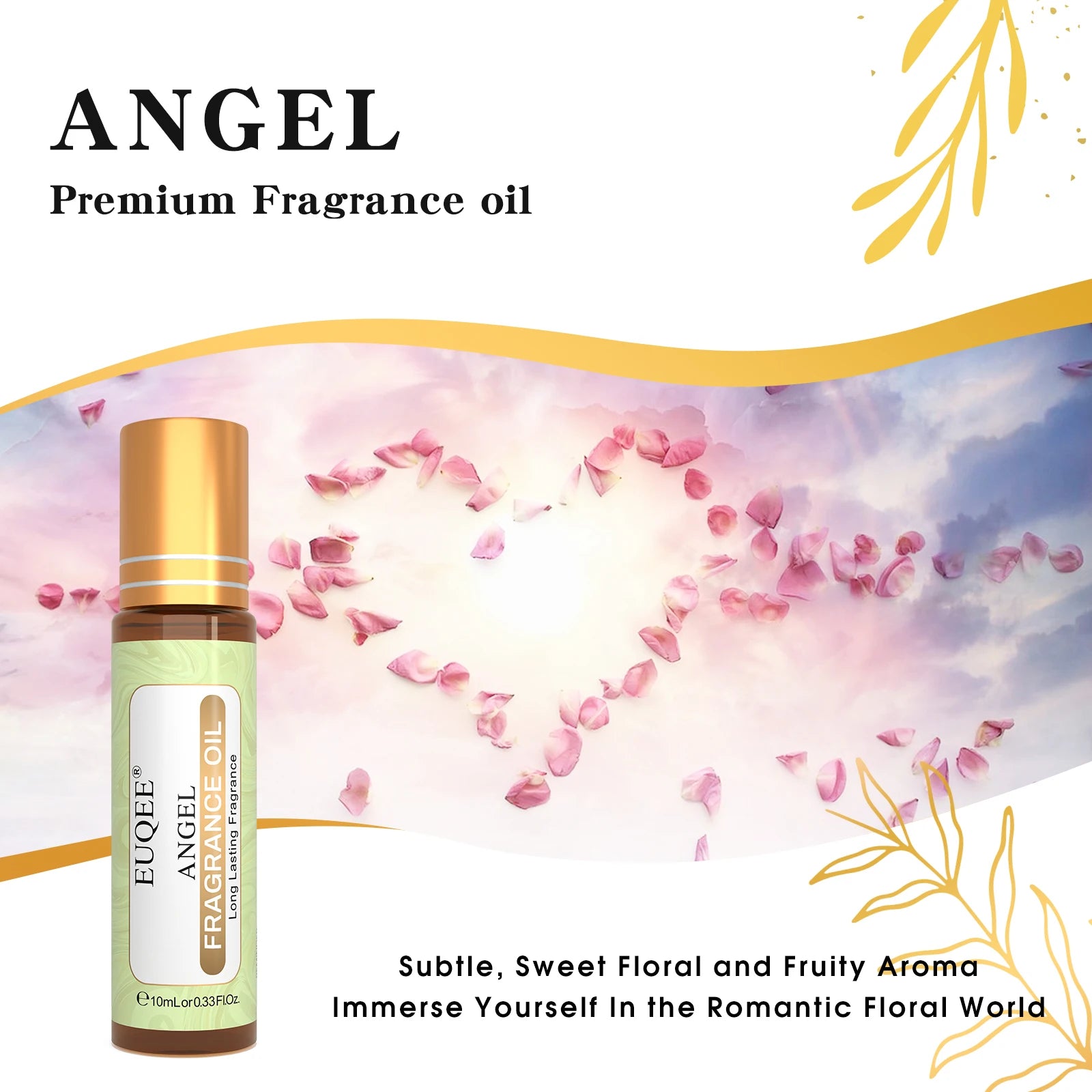 EUQEE 10ML Angel Coconut Vanilla Good Girl Roller Fragrance Oils For Women Easy Carry, Long Lasting Aromatherapy Body Fragrance