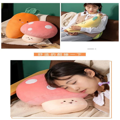 Peluche de aguacate, plátano, zanahoria y hongo, para dormir, cama, sofá, regalo de cumpleaños, nueva idea