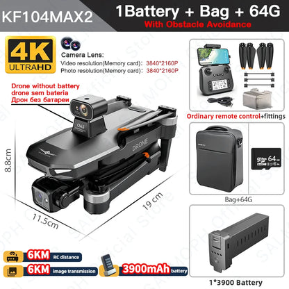 KF104 / KF104MAX2 Professional Drone With 4K Camera 3-Axis Gimbal WIFI 360 Obstacle Avoidance Touch Screen FPV Brushless RC Dron