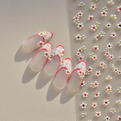 Colorful Sparkling Glass Fragment Spring Wildflowers High Quality Adhesive Flash Nail Stickers Art Decorations Design T-3784