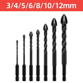 Cross Hex Tile Drill Bit For Glass Concrete Ceramic Tile Hole Opener Tunsten Carbide Hard Alloy Bits Set Tools 3 4 5 6 8 10 12mm