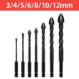 Cross Hex Tile Drill Bit For Glass Concrete Ceramic Tile Hole Opener Tungsten Carbide Hard Alloy Bits Set Tools 3 4 5 6 8 10 12mm