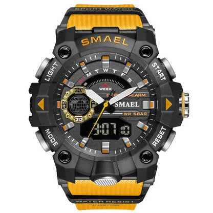 SMAEL Fashion Sport Watches Men Shock Resistant 50M Waterproof Wristwatch LED Alarm Stopwatch Clock Military 8040 Men Watch