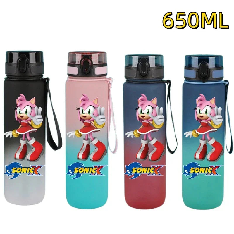 650ML Sonic Hedgehog Sport Water Bottle Large Capacity Cartoon Portable Plastic Water Bottle Drinking Cup Student Birthday Gifts