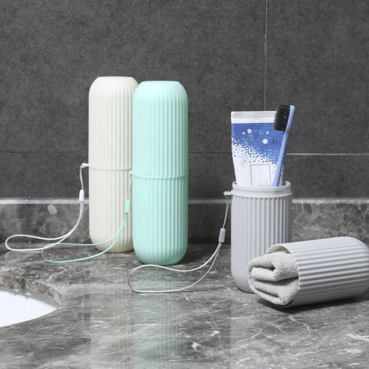 1Pc Portable Toothbrush Cup Bathroom Toothpaste Holder Storage Case Box Organizer Travel Toiletries Storage Cup New Creative