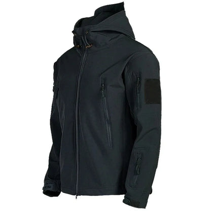 Chaqueta militar informal con capucha para hombre, estilo aviador, de combate, impermeable, de piel de tiburón, estilo softshell, táctica