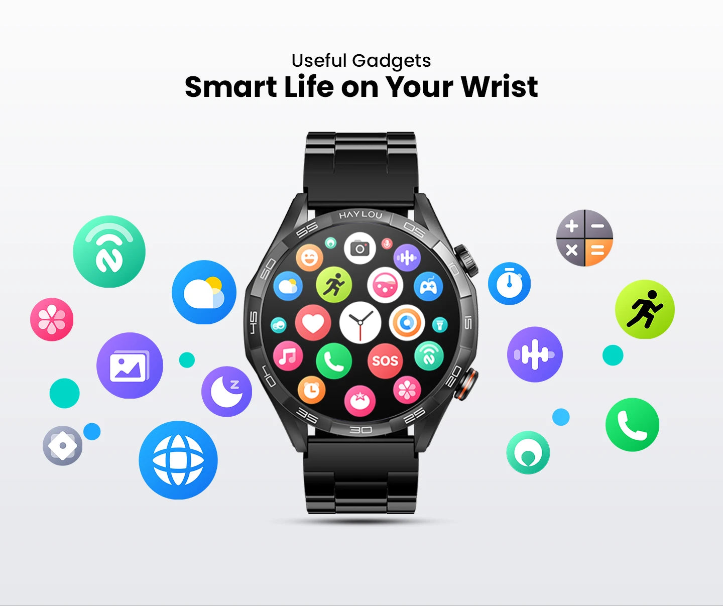 HAYLOU Solar 5 Voice Calling Smartwatch 1.58'' AMOLED Display 60Hz Smart Watch 24H Health Monitoring Sports Smartwatch for Men