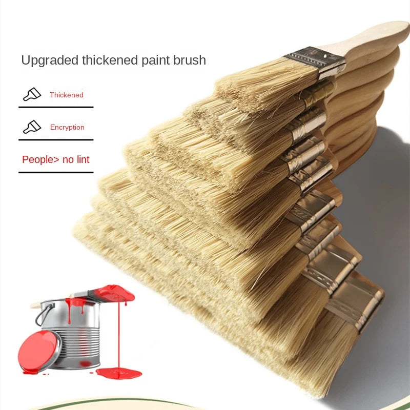 BBQ Brush Pig Hair Paint Brush Wooden Handle 1/2/3/4 Inch Soft Hair Painting Brushes for Wall and Furniture Paint Tool Set